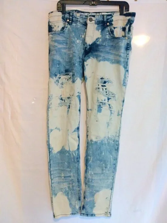 Reason Acid Wash Distressed Stretch Jeans Size Large Streetwear Y2K Urban Casual - Picture 2 of 8
